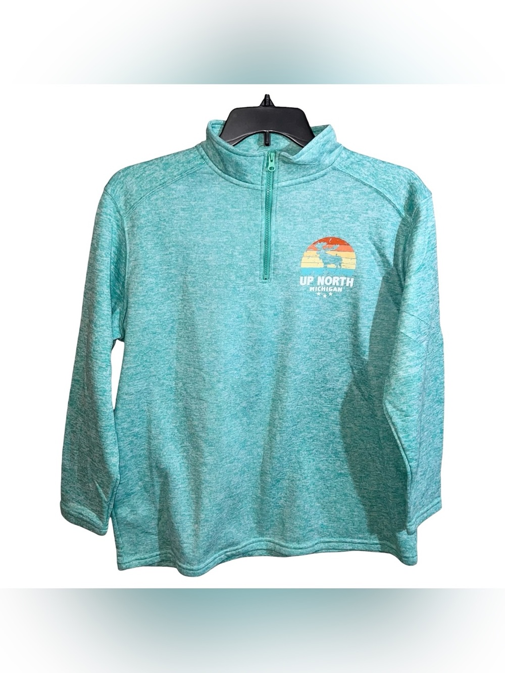 Exist Up North Michigan Quarter Zip Long Sleeve Fleece Women’s L Heather Teal